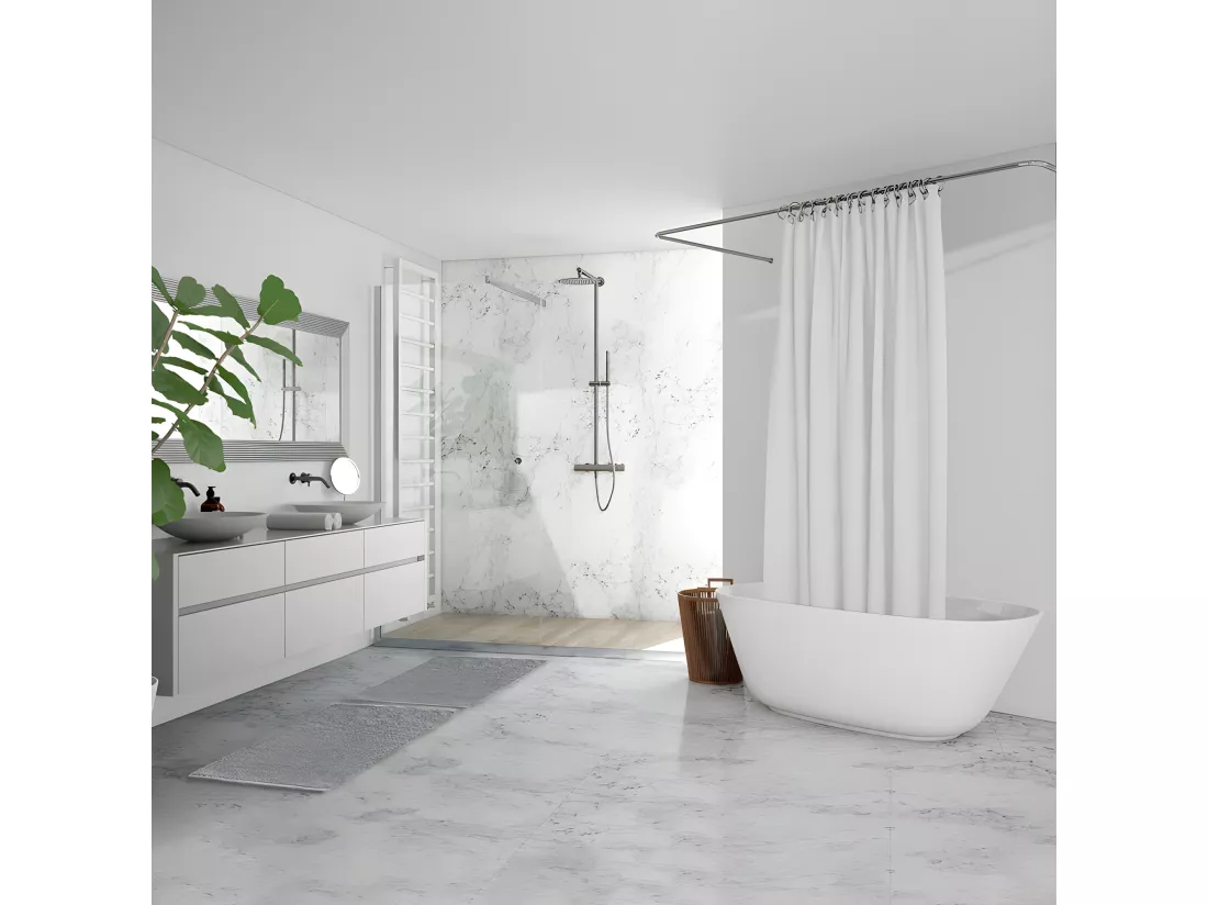 Tapis de salle de bain 40 x 60 cm en coton gris - PEPPO