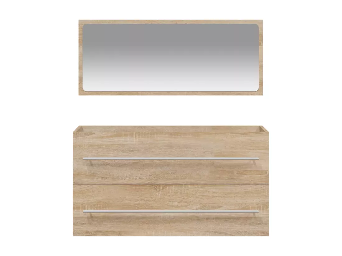 Armoire de bain avec miroir chêne sonoma bois d'ingénierie