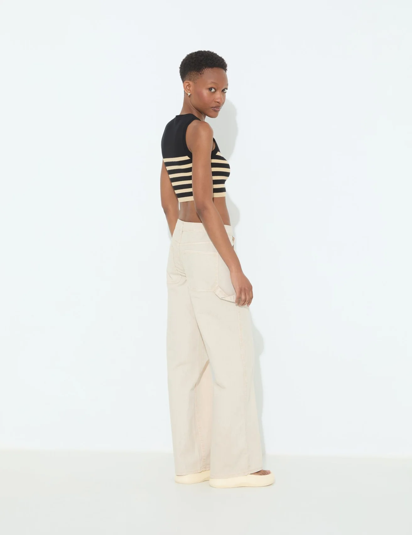 Pantalon wide leg crème