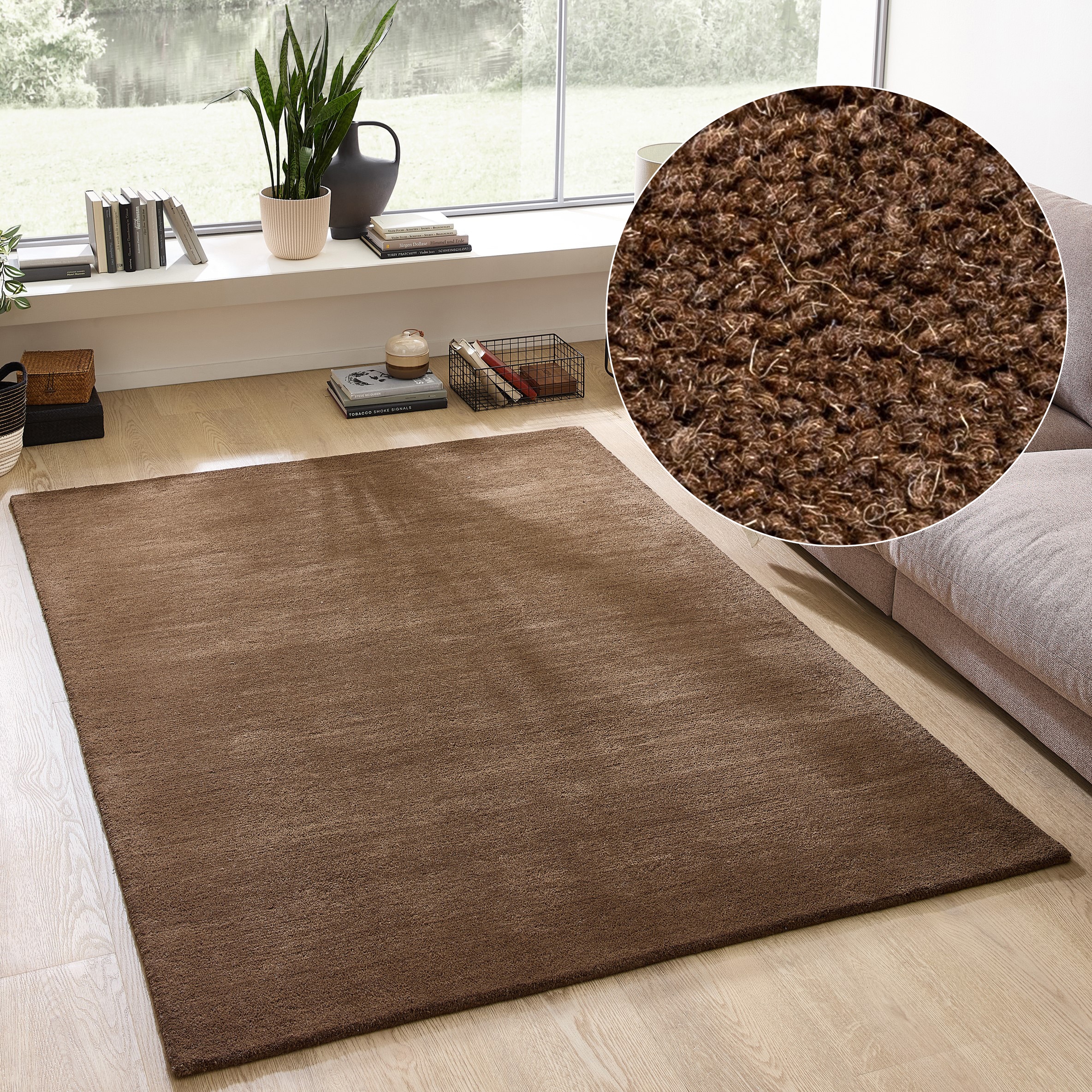 my home Wollteppich »Gabbo Natur, Handgefertigt, Teppich, reine Wolle, meliert« rechteckig 14 mm Höhe reine Wolle, Uni,handgewebt, Wohnzimmer, Schlafzimmer, Esszimmer