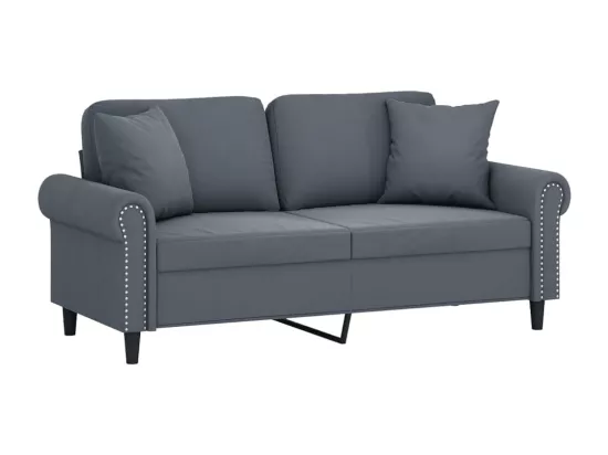 Canapé 2 places avec oreillers gris foncé 140 cm velours