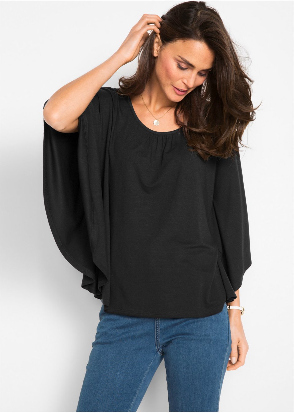 T-shirt à manches chauve-souris et col rond