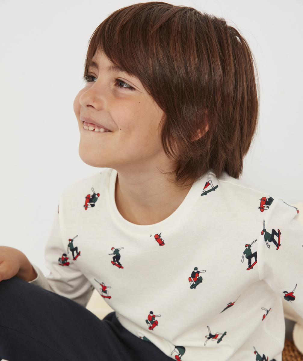 LE T-SHIRT BLANC EN COTON BIOLOGIQUE AVEC ANIMATION SKATE