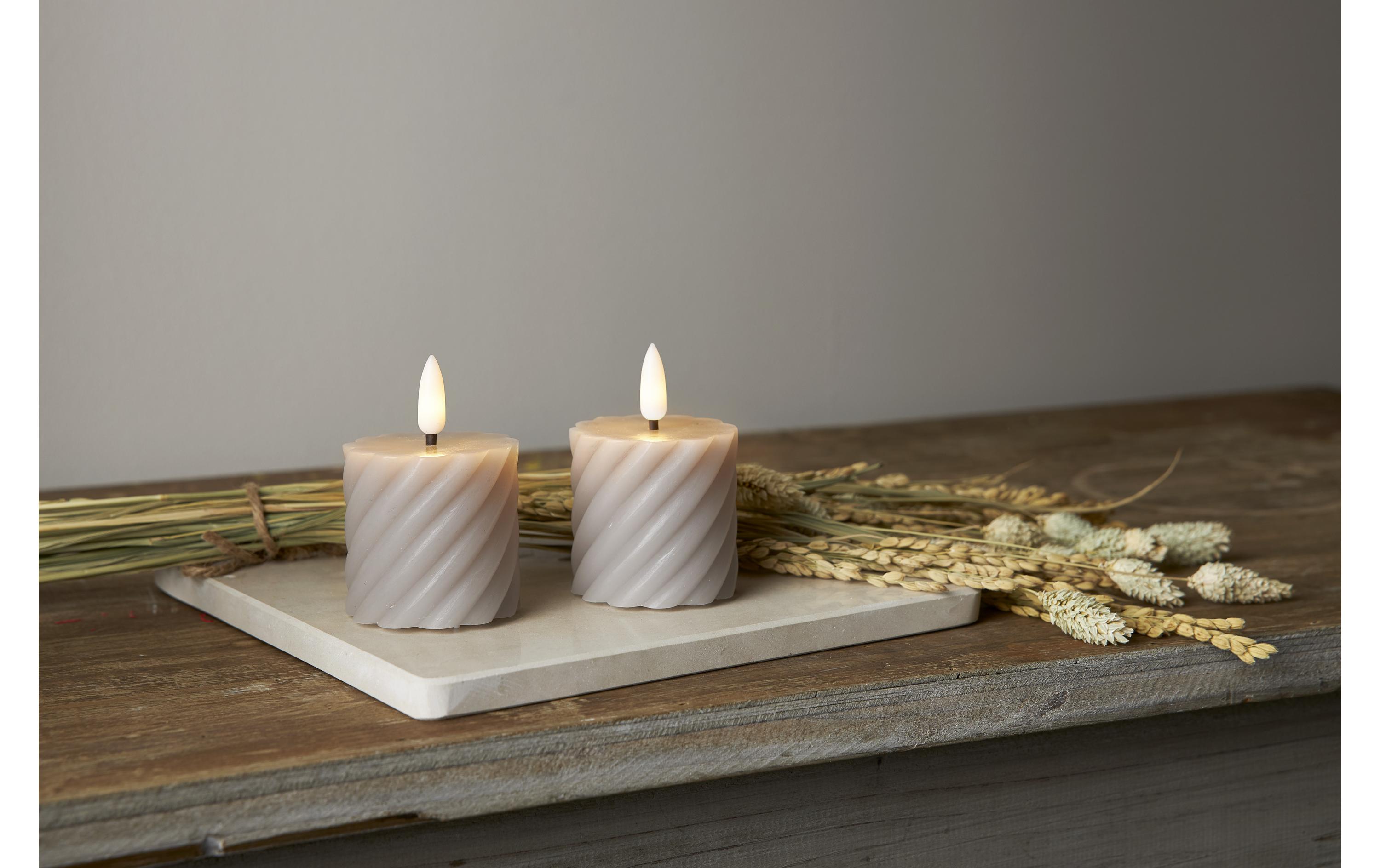 LED-Kerzen Set Flamme Swirl, Ø 5 x 7.5 cm, Grau, 2 StkKünstliche Kerze mit beweglicher Flamme