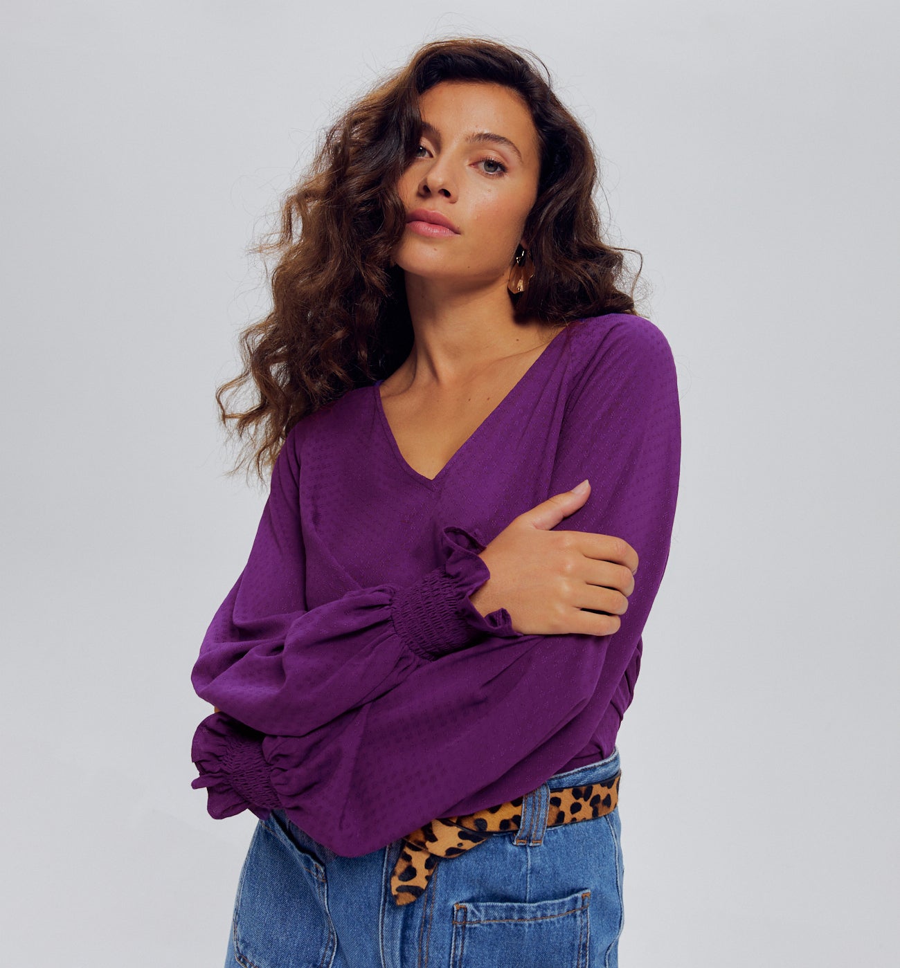 Blouse à smocks Femme - Violet
