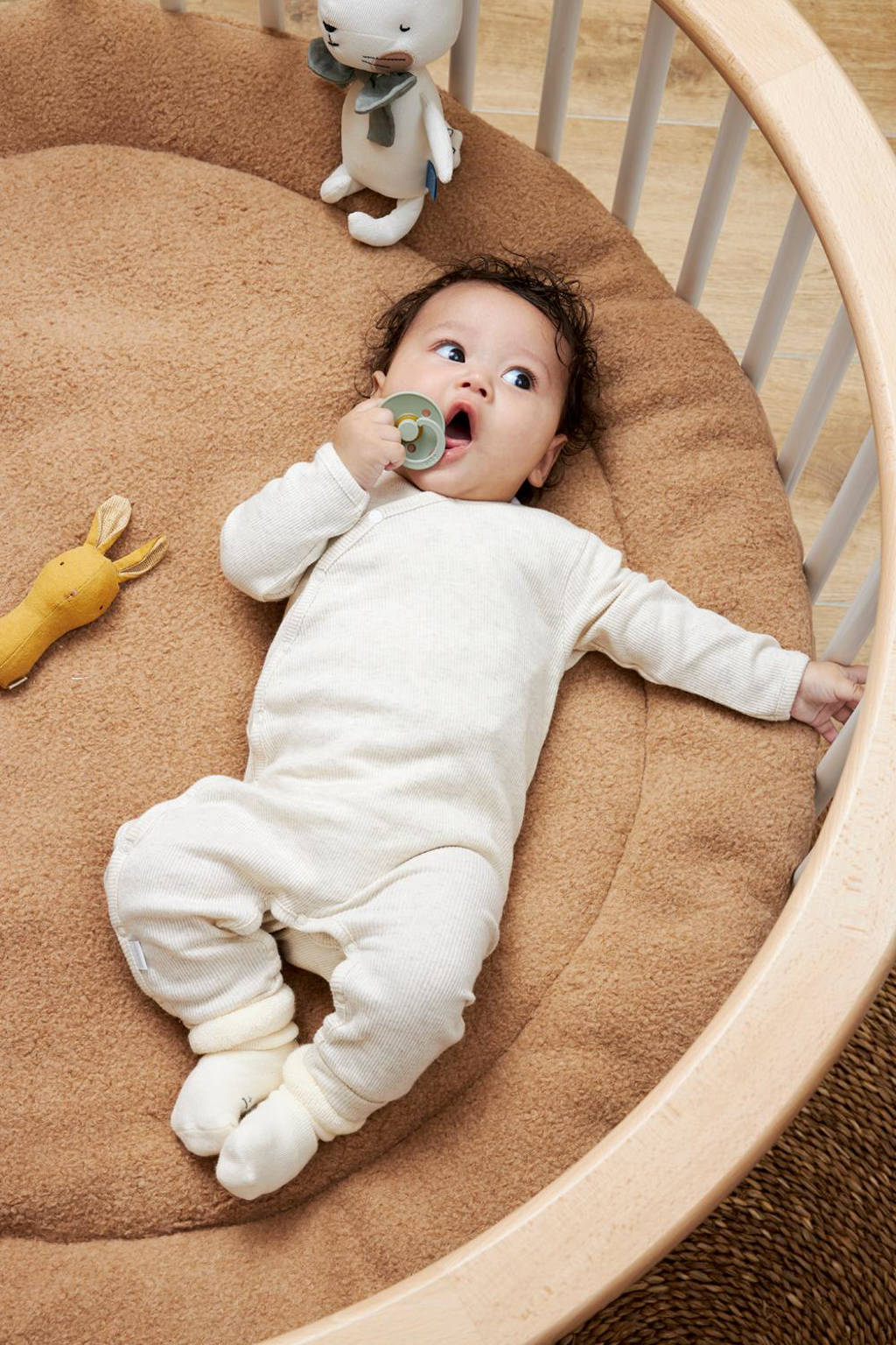 boxkleed Rond Bouclé Uni Ø95 cm Toffee