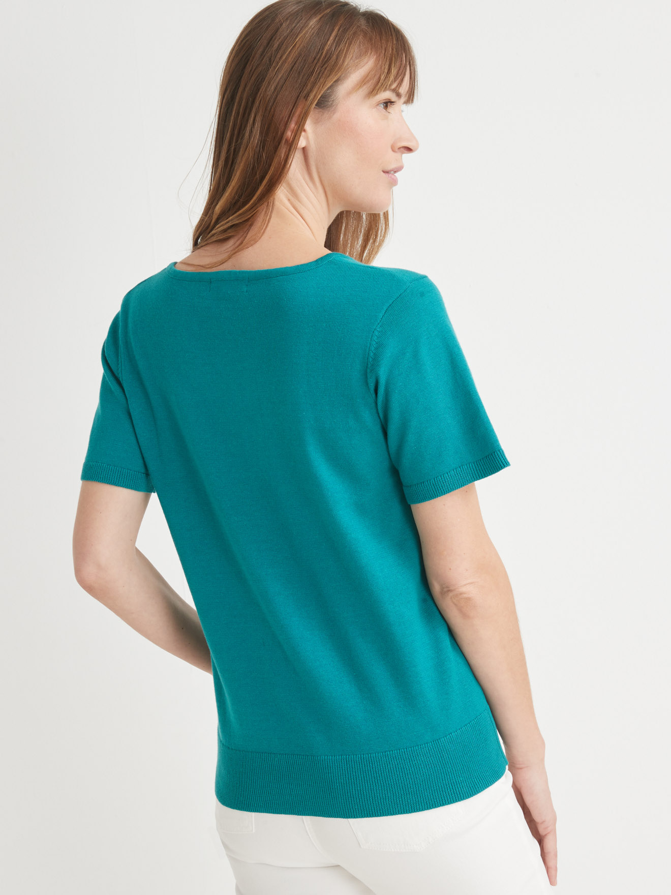 Pull maille fine manches courtes