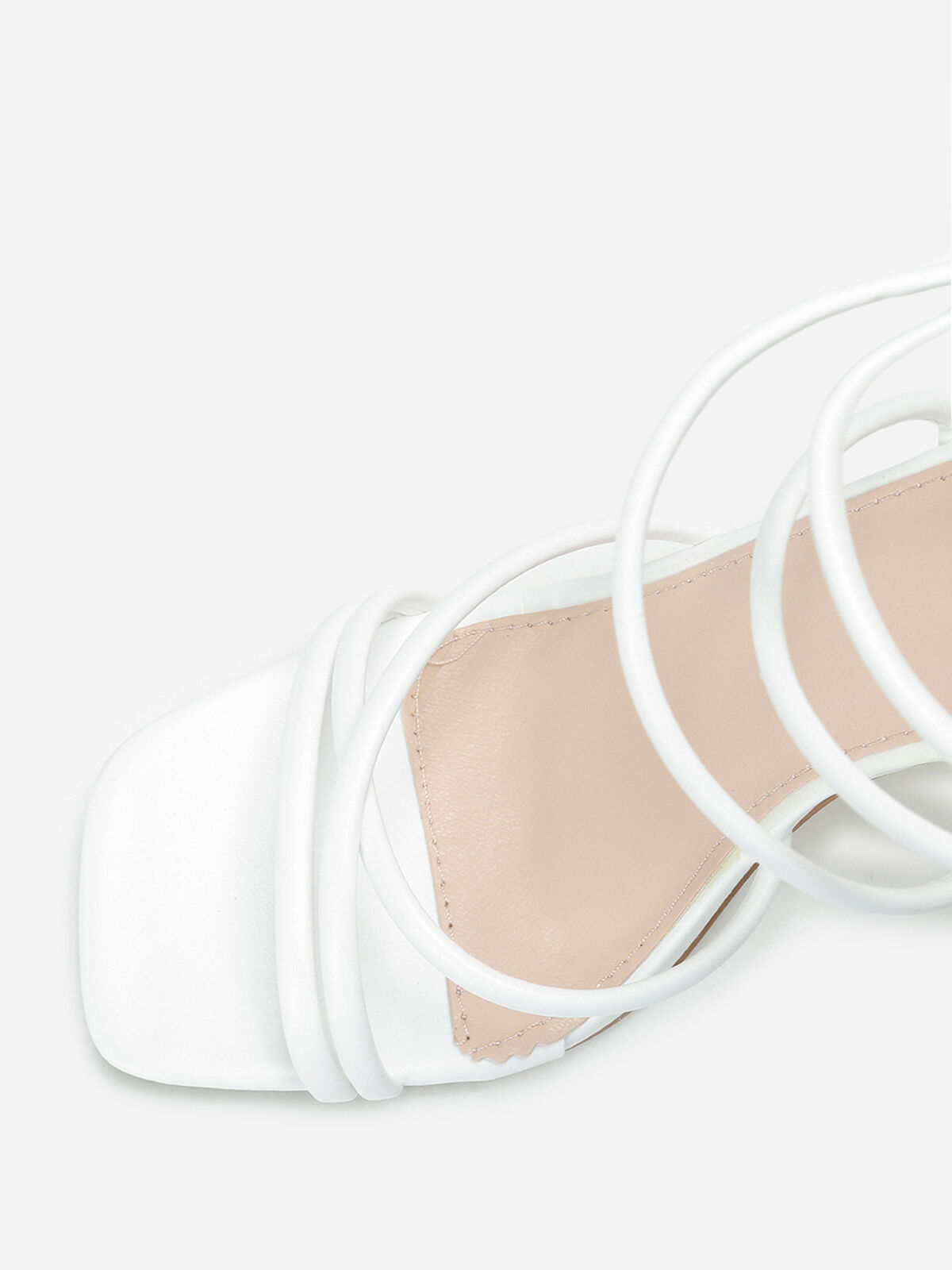 Sandales à talon bobine transparent- Blanc