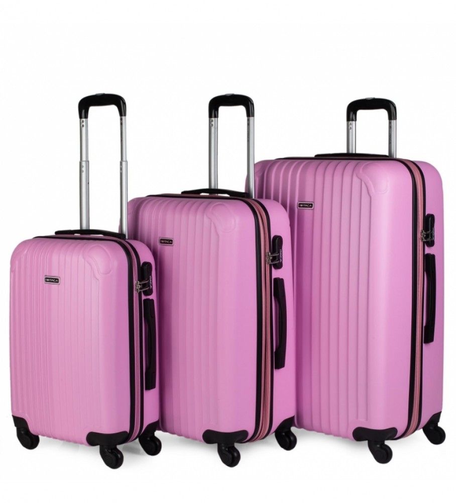 Conjunto de malas rígidas de viagem com 4 rodas ITACA T71500 rosa - 55 x 38 x 20 cm -