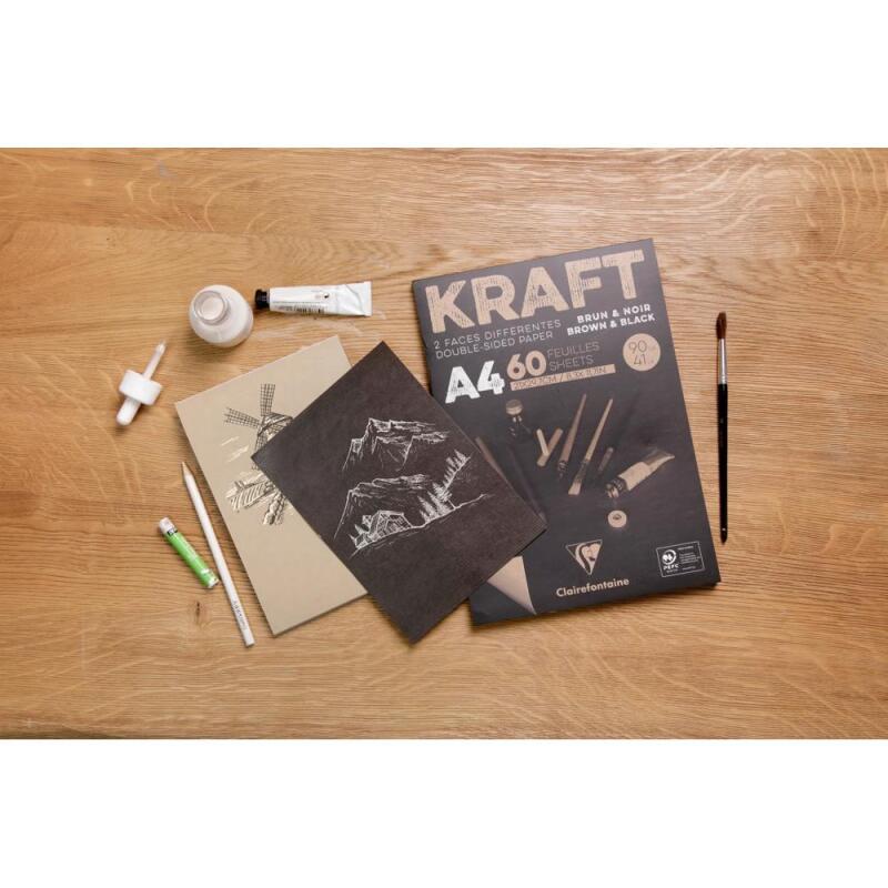 Kraft bi-face bloc collé 60F A3 90g