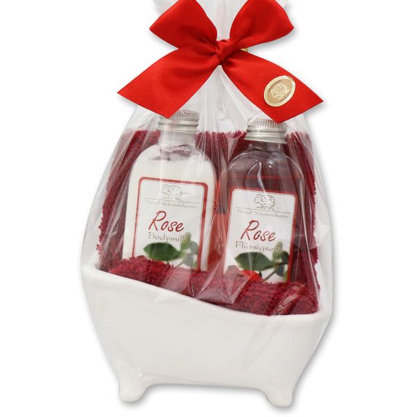 Florex - Mini Badewannen Set 4-teilig in Cello, Rose