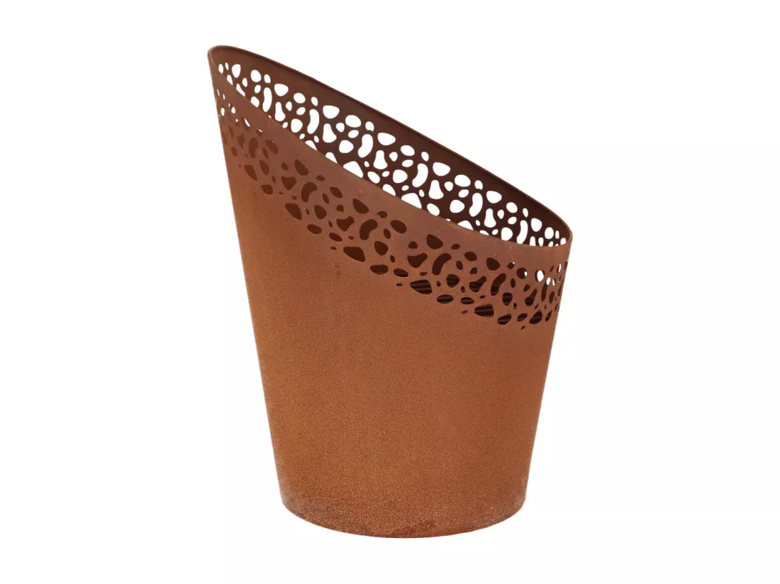 Brasero mouchettes découpées au laser en fer - Rouillé - D 36,5 x H 45,2 cm