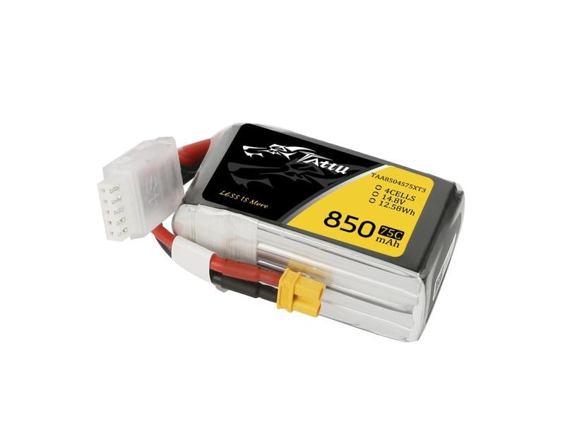 Tattu RC-Akku LiPo 850 mAh 14.8 V 75C 4S LiPo Akku für Racecopter mit XT30 Stecker