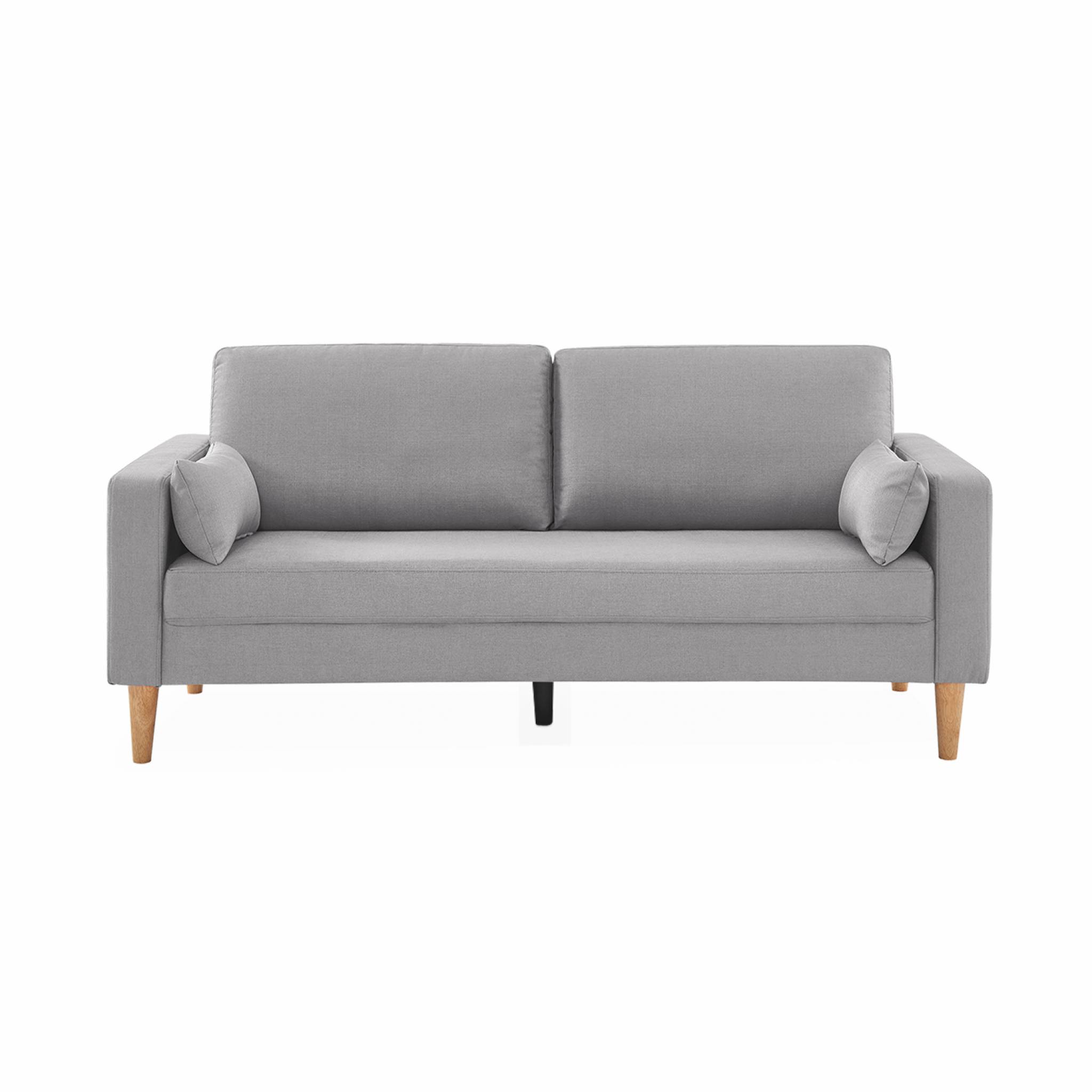 Canapé en tissu gris clair - bjorn - canapé 3 places fixe droit pieds bois. Style scandinave