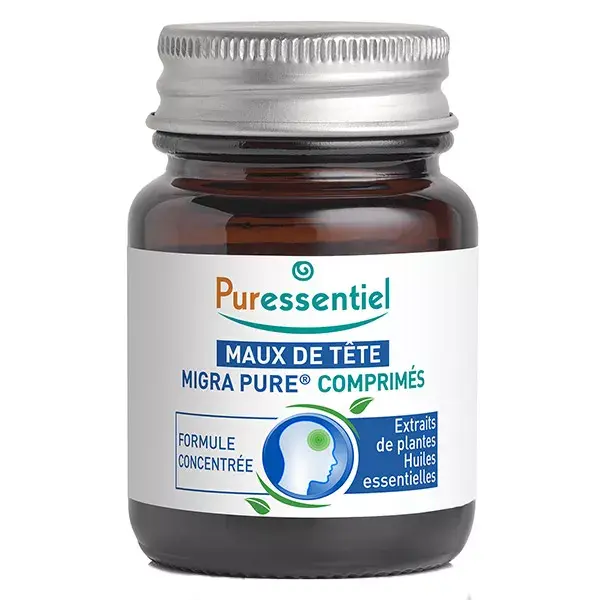 Comprimidos para alívio da dor de cabeça Puressentiel Migra Pure® 15 comprimidos