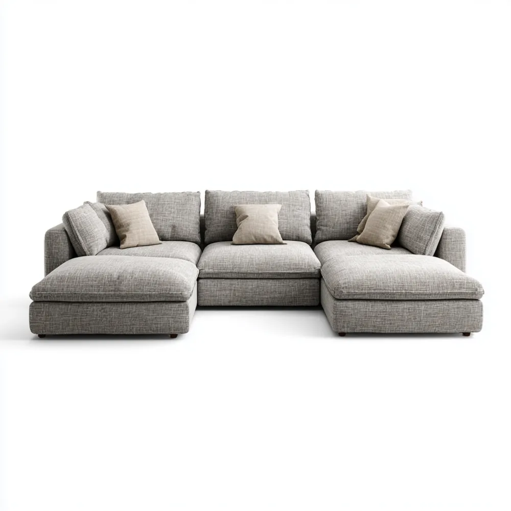 Ecksofa Stoff 290x95x160 cm – Hellgrau – Modernes Design