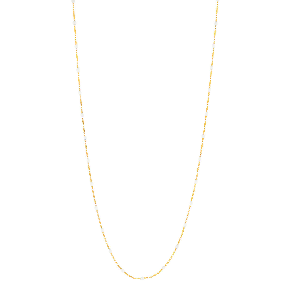 Sautoir plaqué or résine blanche 60 cm
