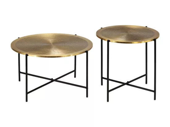 Ensemble de tables 2 pcs MDF recouvert de laiton