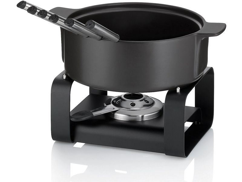 Kela Käsefondue-Set Roman 9 Teile, Schwarz Käsefondue-Set
