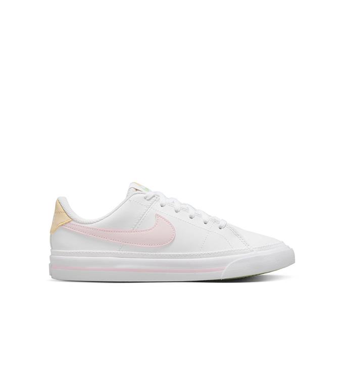 NIKE COURT LEGACY BIG KIDS SHOES WHITE-PINK-FOAM--SESAME-HONEYD