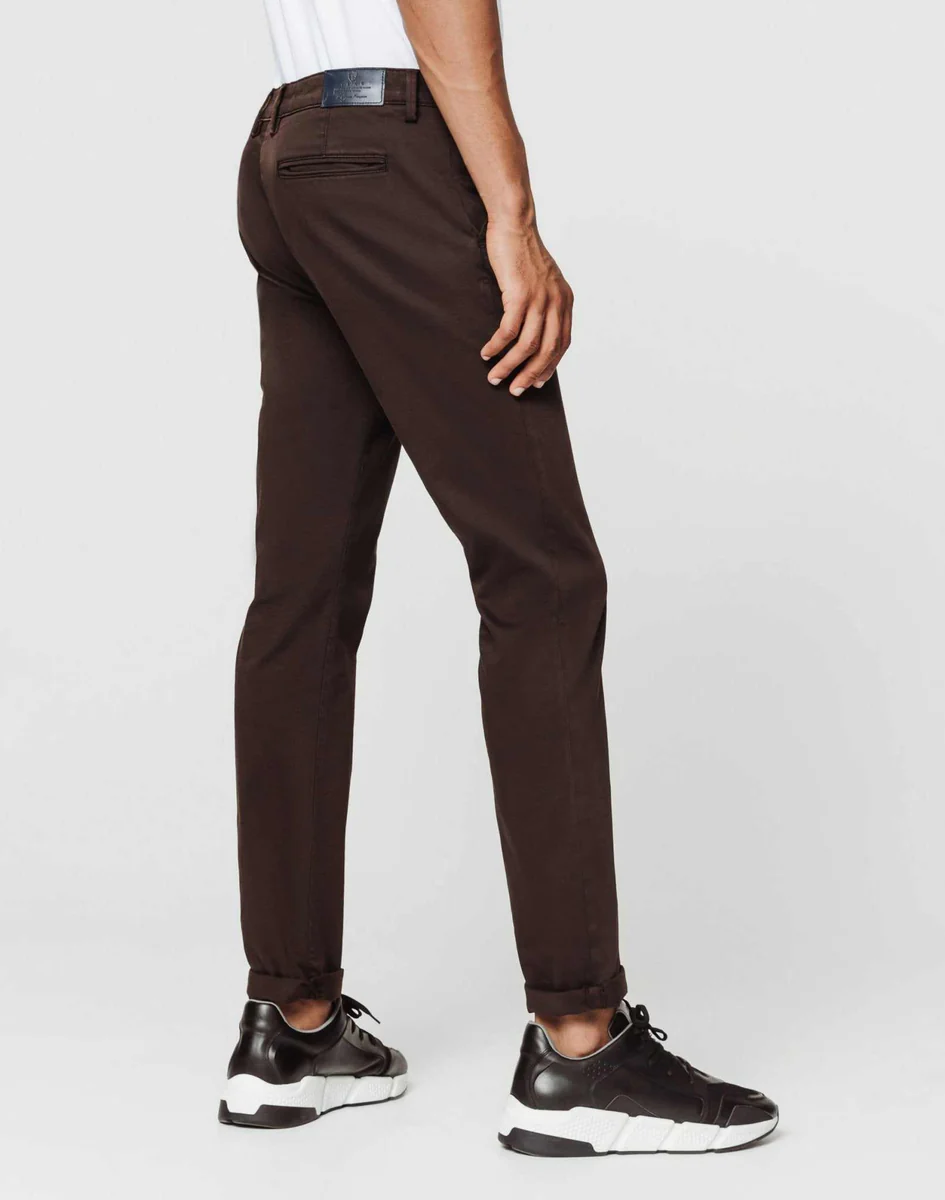 Chino satin chocolat