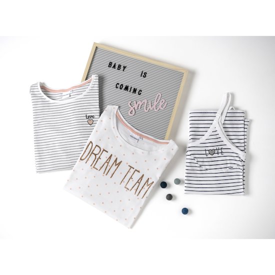 T-shirt grossesse love à rayures   Gris        de               MAIKA Maternity