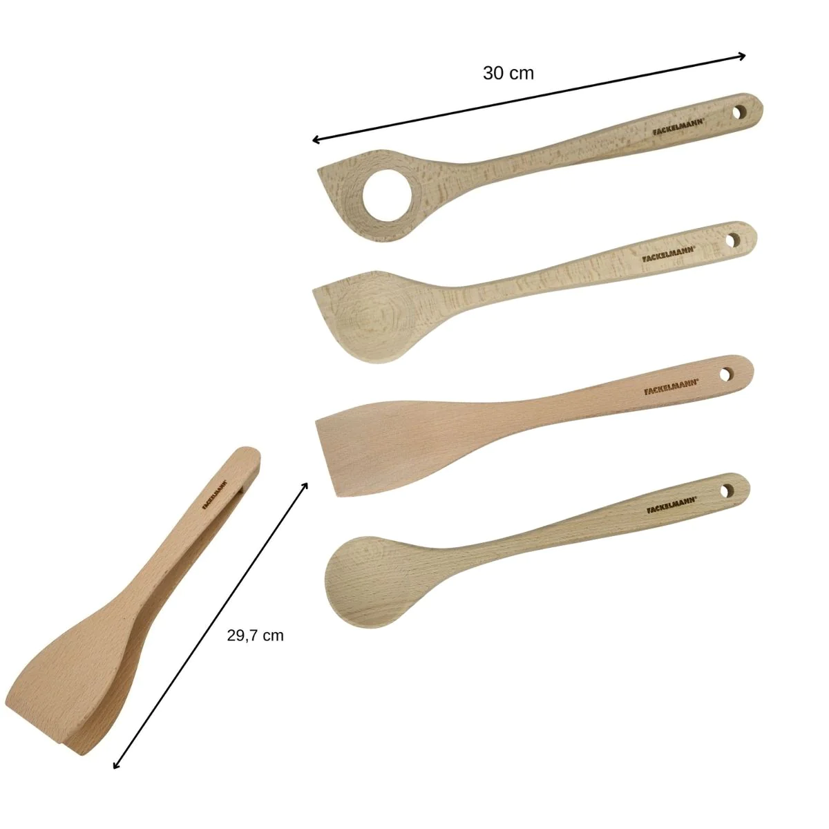 Ensemble de pince, spatule et cuillères en bois FSC Eco Friendly Facke