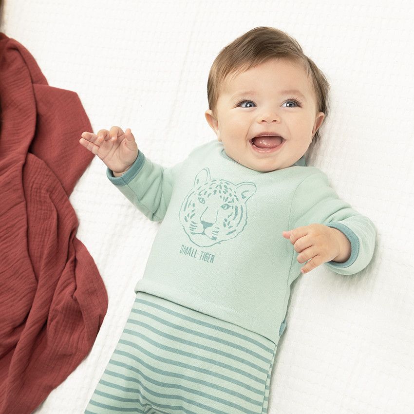 Dors-bien en jersey print tigre pour bébé garçon - Vert