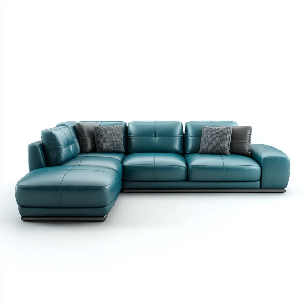 Ecksofa Leder 300x180x85 cm - Türkis - Modernes Design