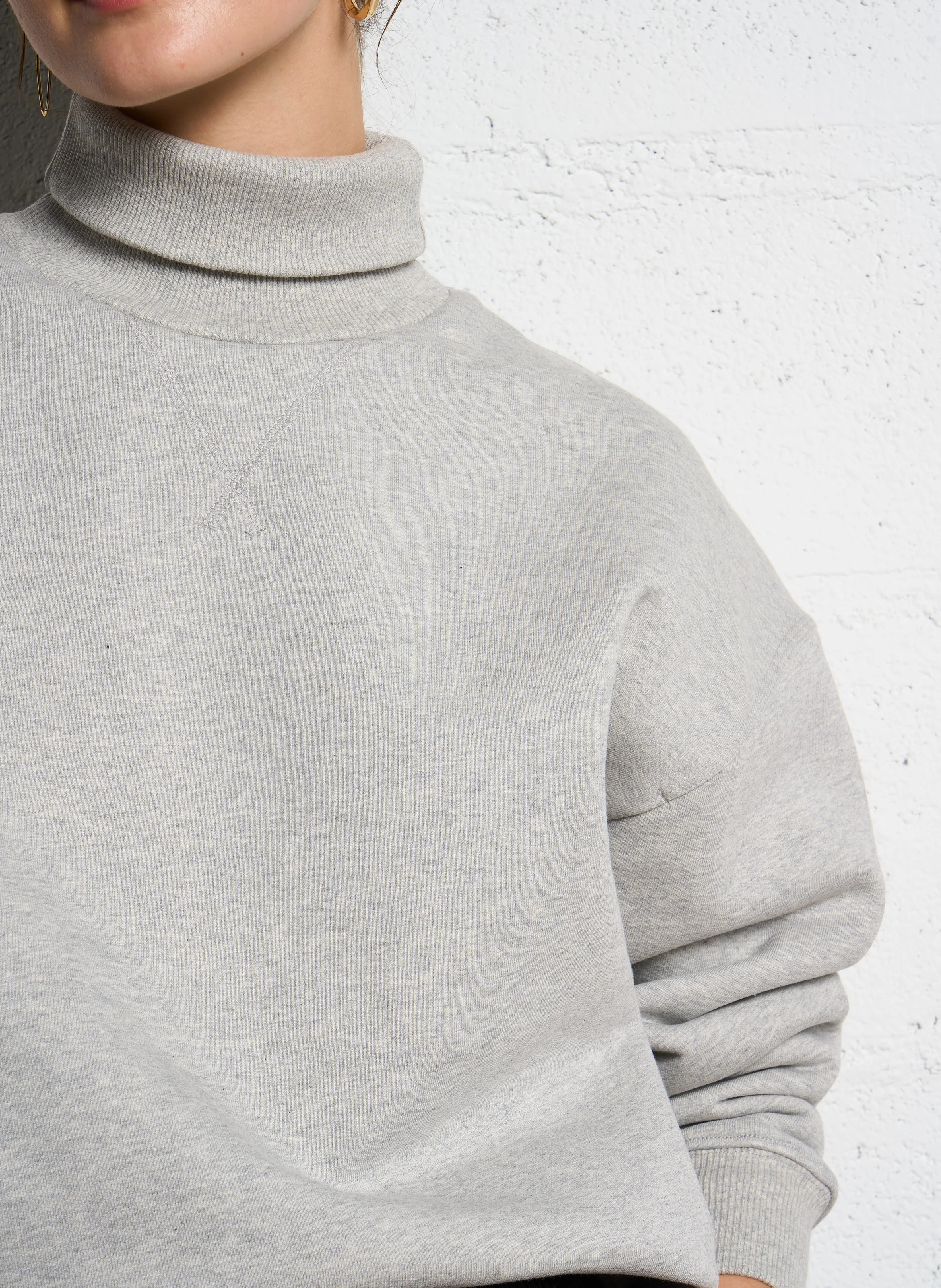 VITO - Sweatshirt col montant droit en coton bio | Gris