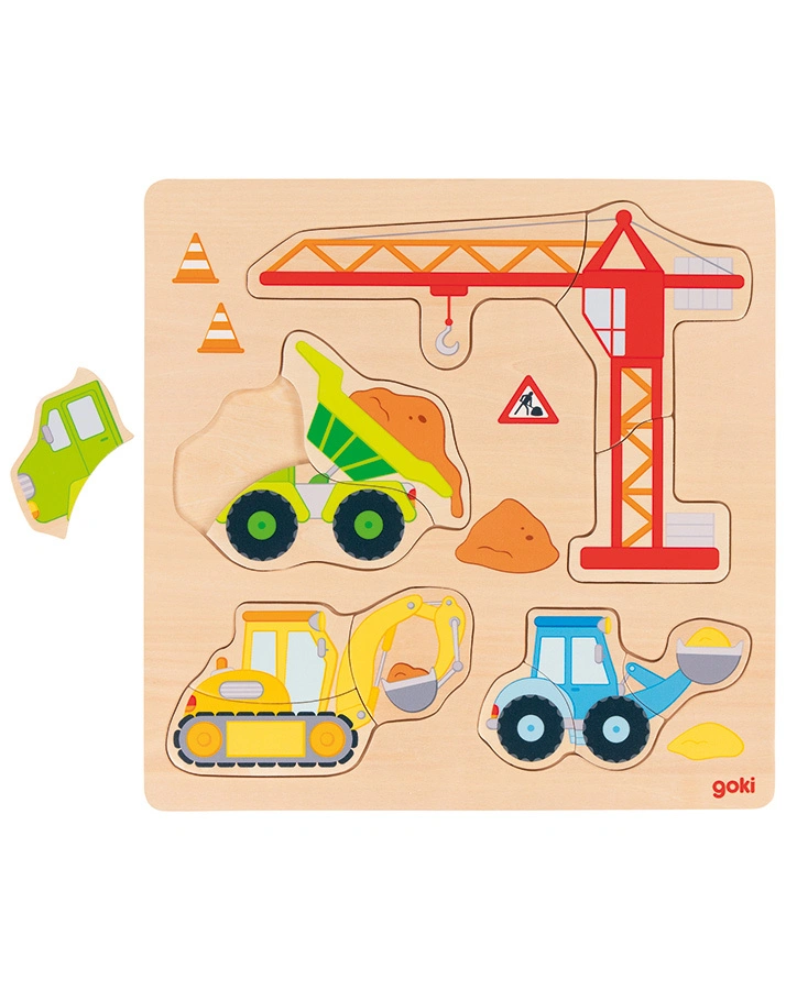 Einlegepuzzle BAUFAHRZEUGE in bunt