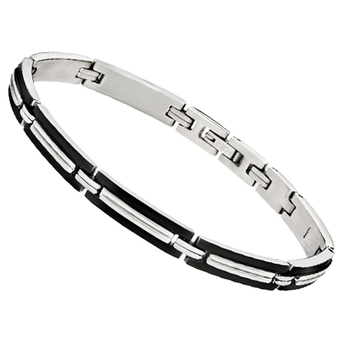 Bracelet Lotus homme fin noir et acier
