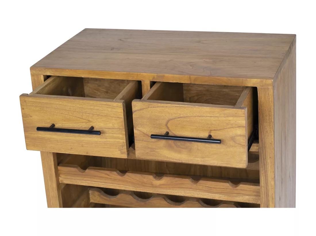 Range bouteilles vintage en bois de mindi - 15 bouteilles - L. 60 x P. 35 x H. 80 cm - AVEIRO