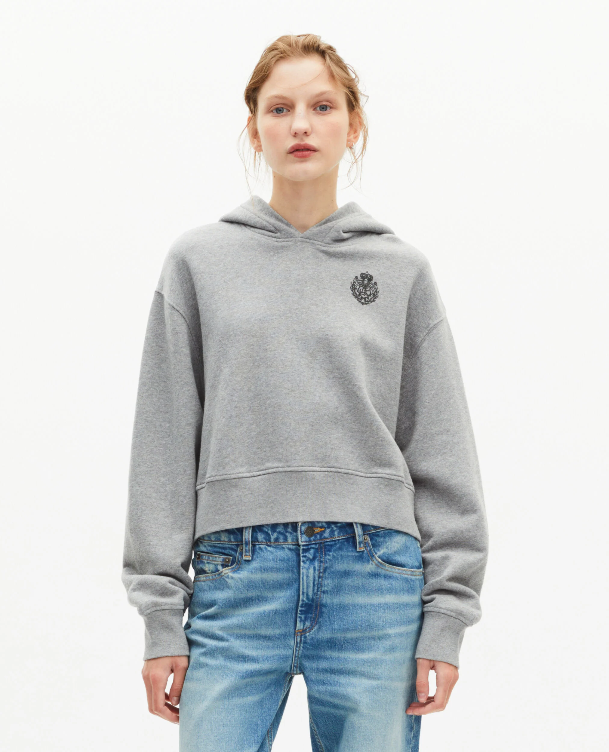 Sweatshirt court à capuche gris