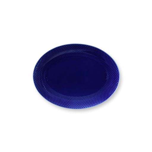 Lyngby Porcelæn Rhombe Color Ovalt Serveringsfad, Mørkeblå, 35x26 cm