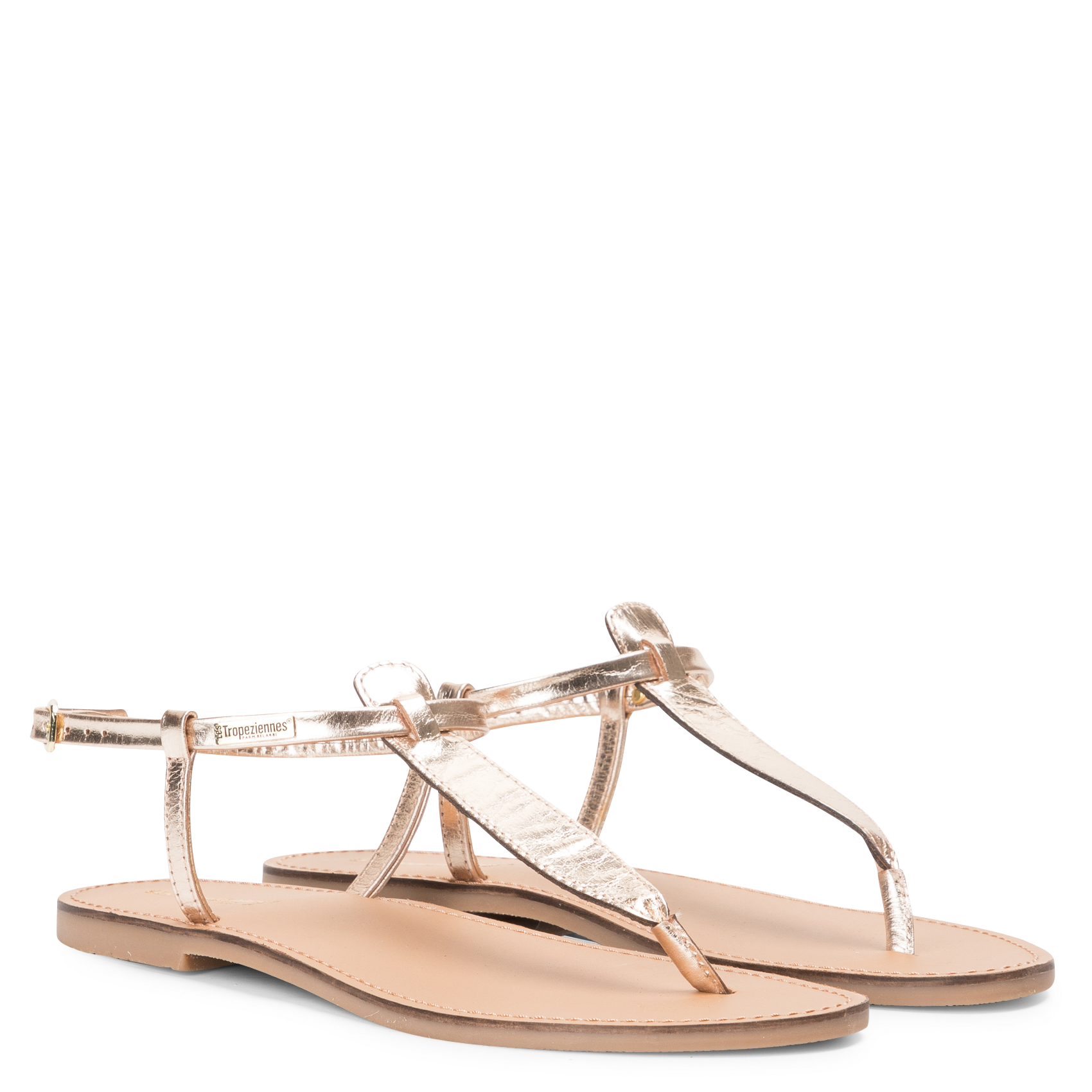 HARVIL - Sandales plates en cuir | Doré
