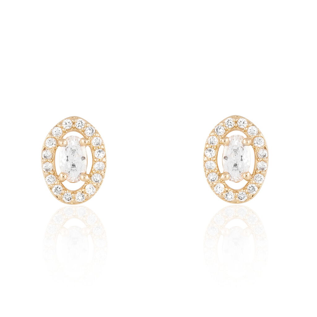 Boucles D'oreilles Puces Classical Plaqué Or Jaune Oxyde De Zirconium