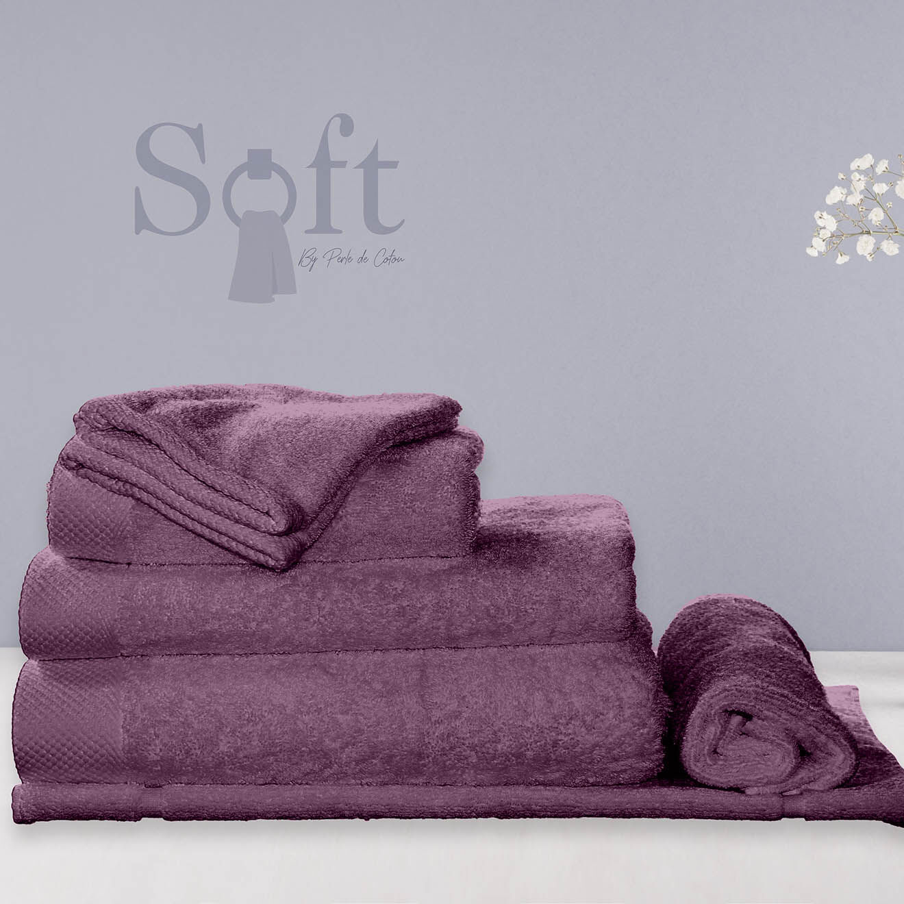 Soft by Perle de Coton Serviette de toilette prune - 50x100 cm