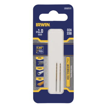 Irwin titanium metaalboor Ø1 mm 2 stuks