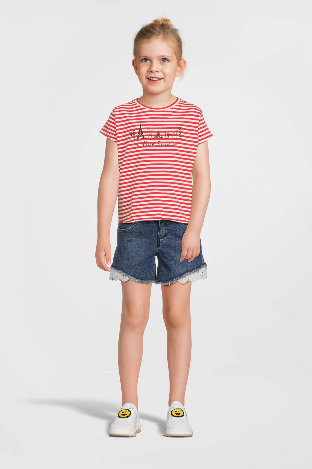 Orange Stars gestreept T-shirt Marjon koraal