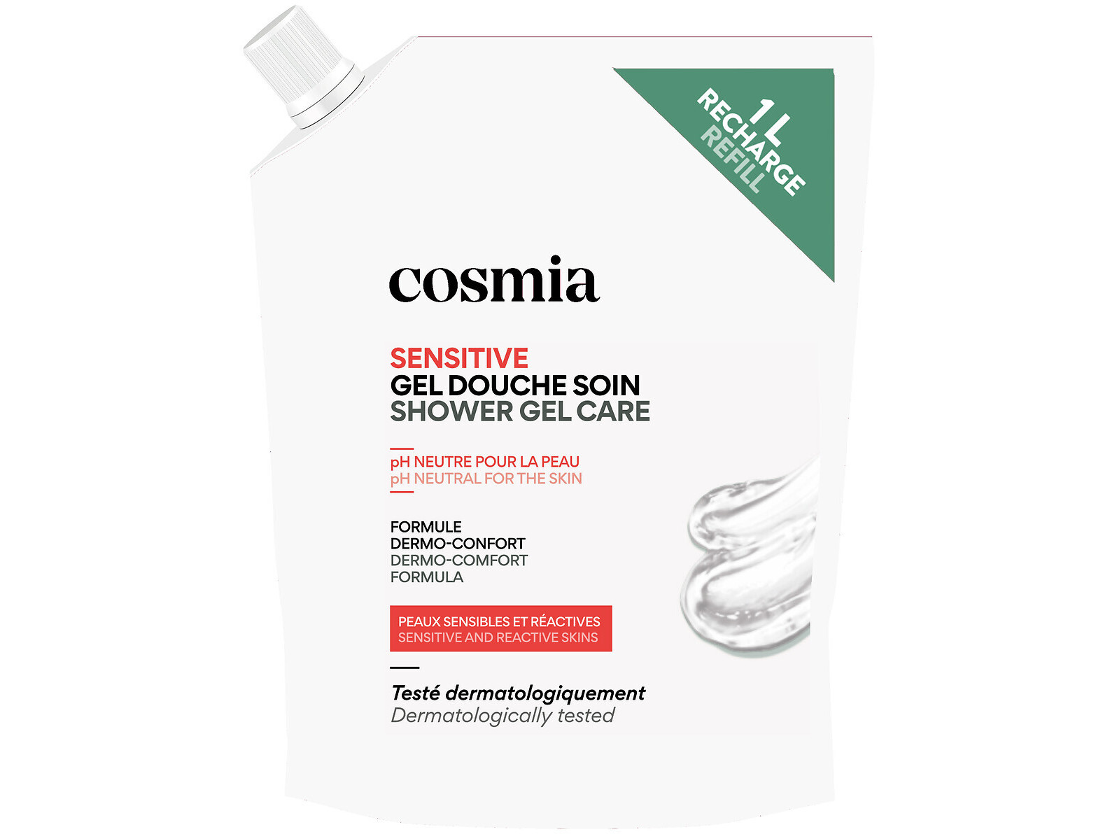 GEL DE BANHO COSMIA RECARGA SENSITIVE PELES SENSÍVEIS E REATIVAS 1L