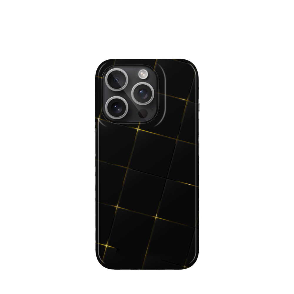 iPhone 15 Pro Kunststoff Hülle Glitzer Karo - Schwarz