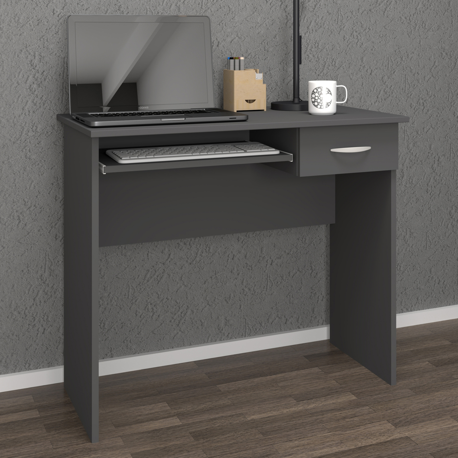 Schreibtisch ARUSA L - anthrazit - mit Tastaturauszug - 85 cm