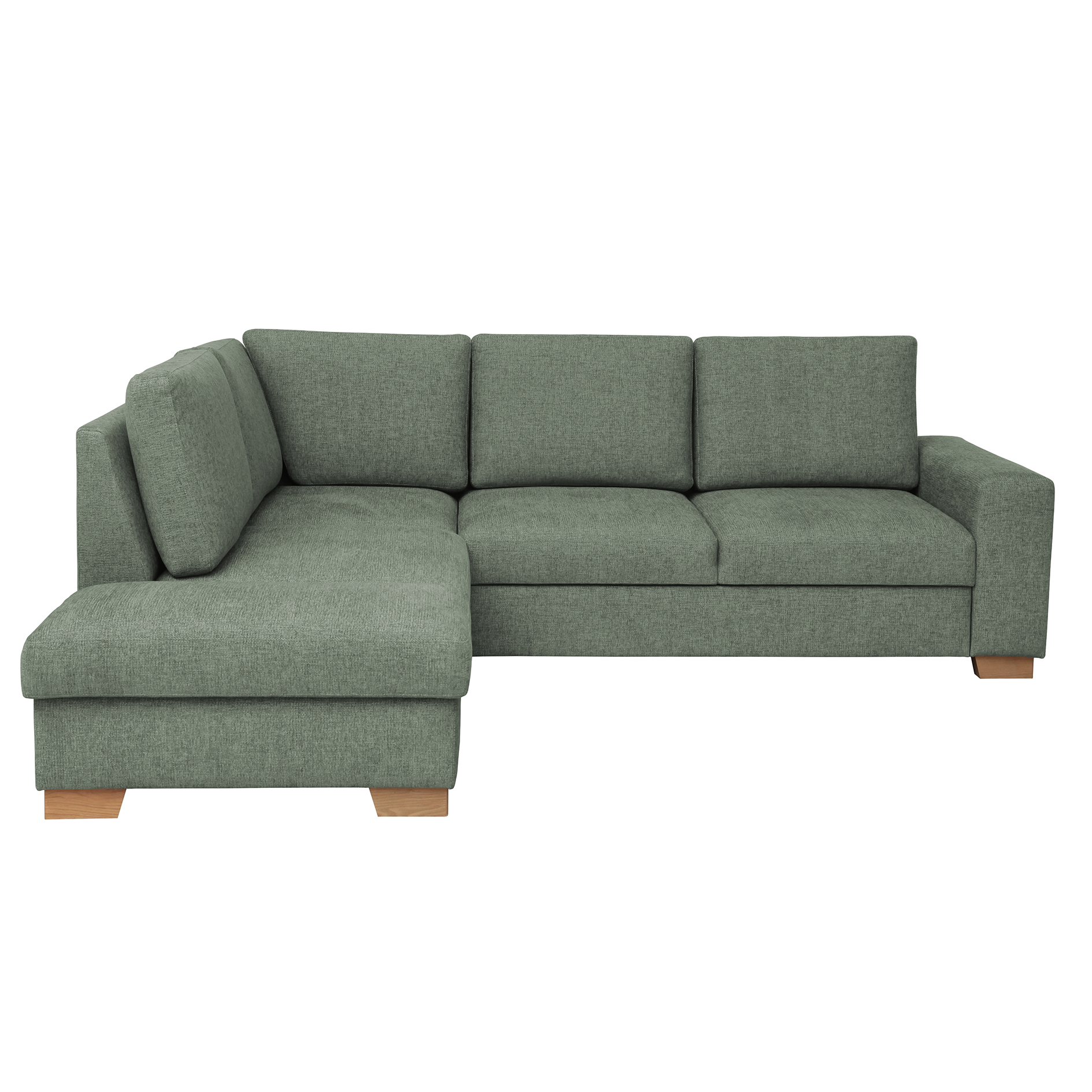 Ecksofa - olive - Liegefunktion - Staukasten - Ottomane links