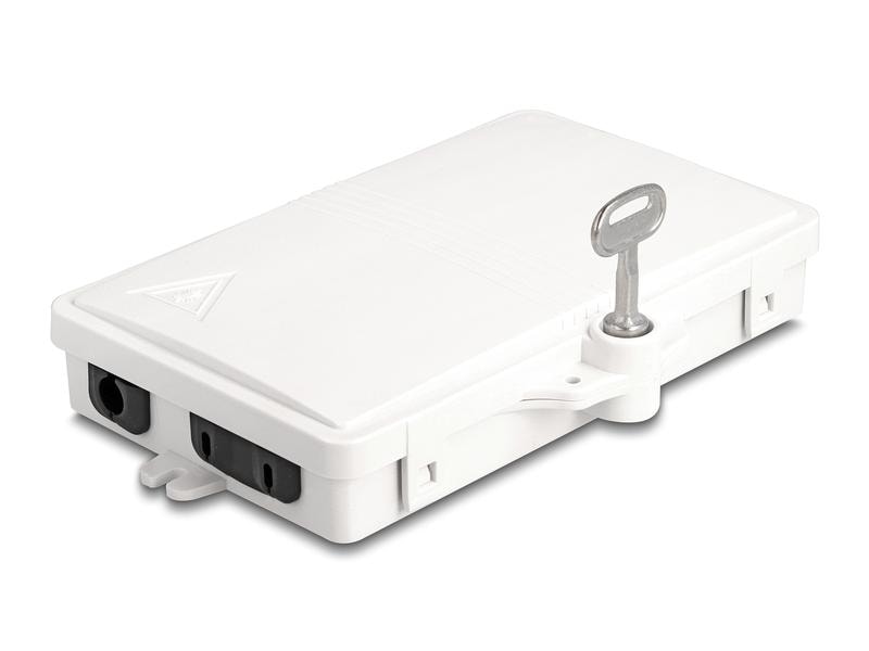 Delock LWL Verteilerbox IP65, 2 Port, Weiss Delock LWL Verteilerbox für Innen- und Aussenbereich IP65 wasserfest abschliessbar 2 Port weiss