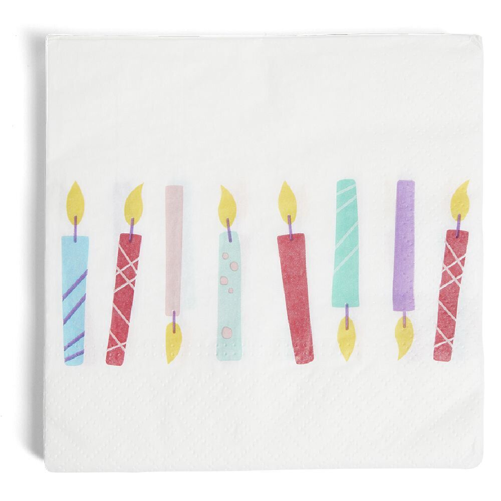 Lot de 16 serviettes motif bougies papier 33x33cm