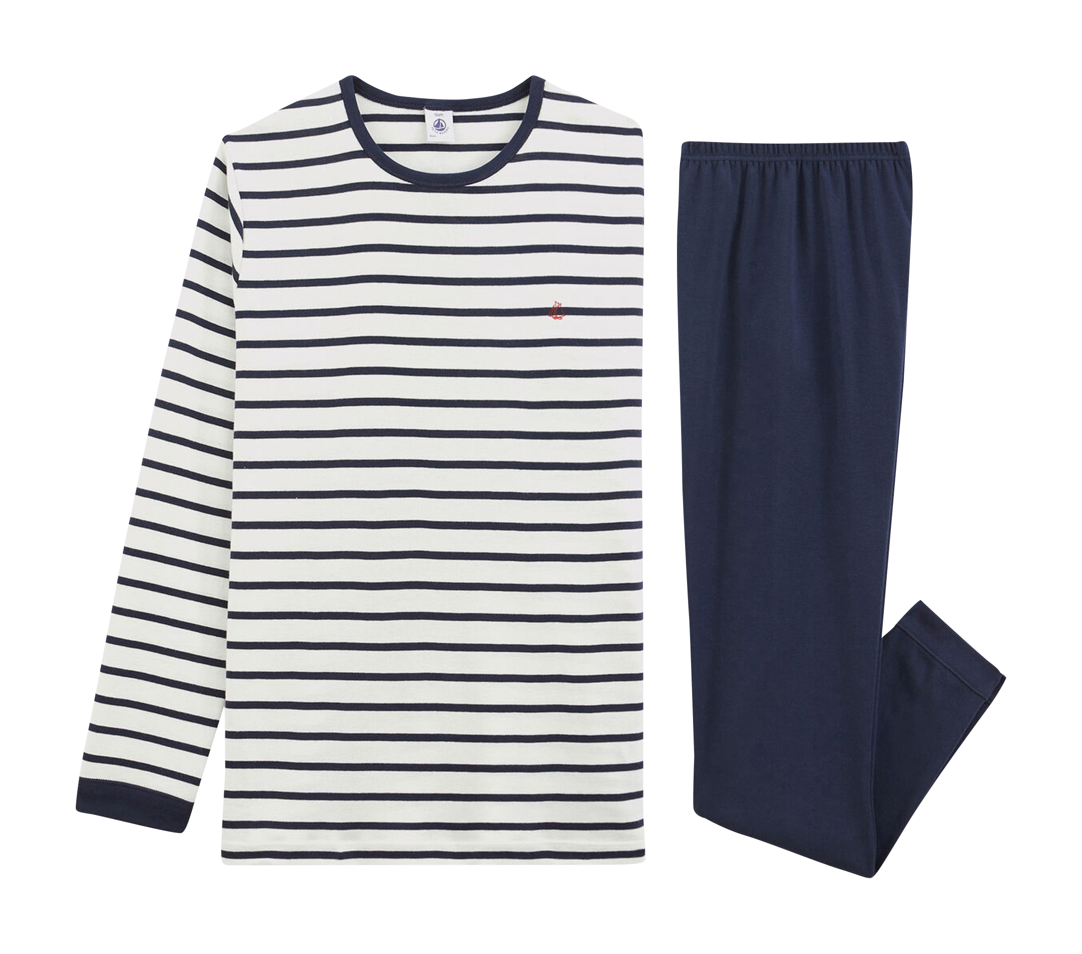 Pyjama à rayures en coton| Blanc