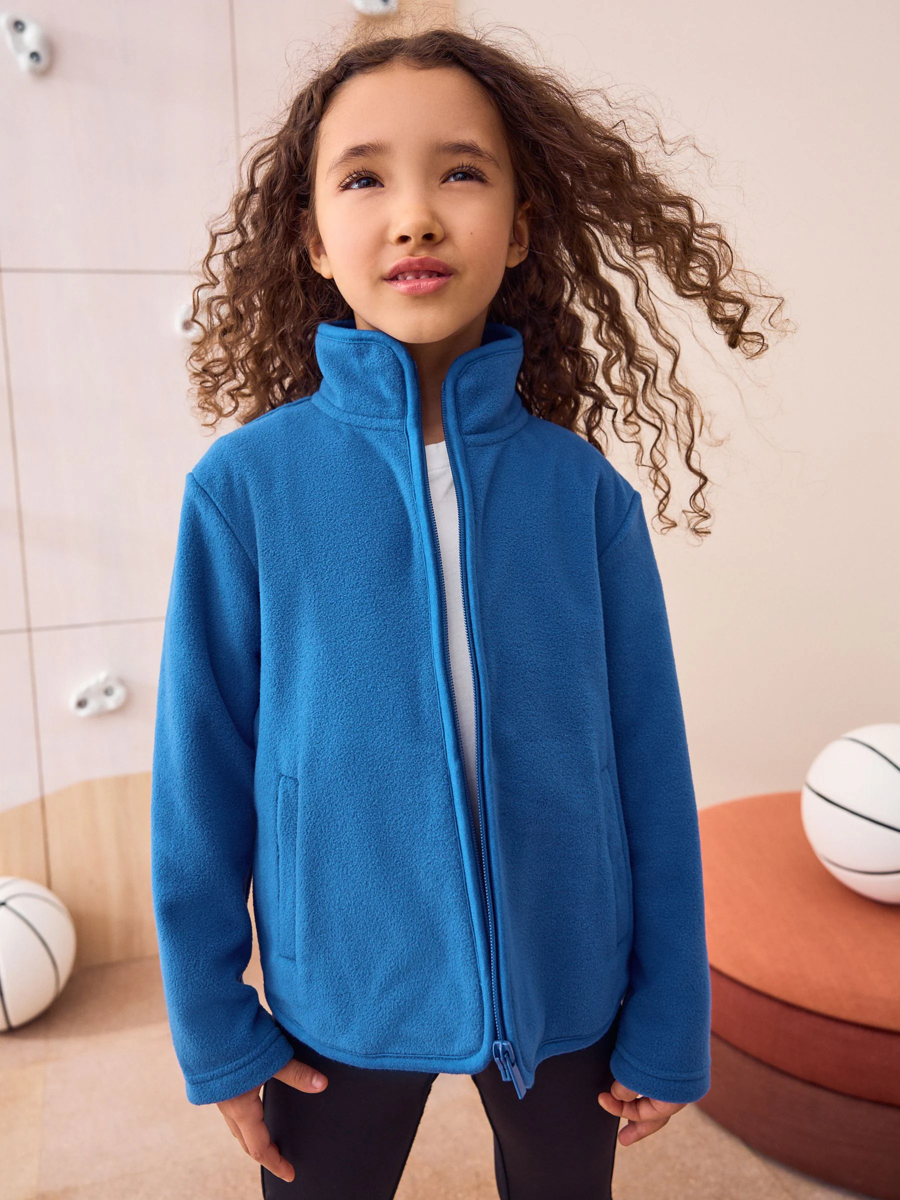 Blauw - Fleece jack met rits en zakken (3-16 jr)