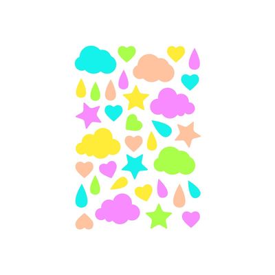 Maildor - 6 feuilles gommettes multiformes - fluo