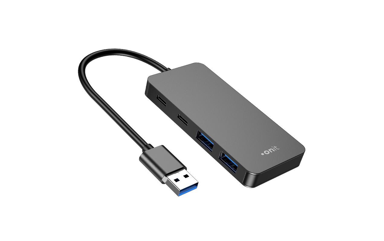 USB-A-Hub 2A2CLeichter und kompakter Hub mit 2 USB-A- und 2 USB-C-Ports